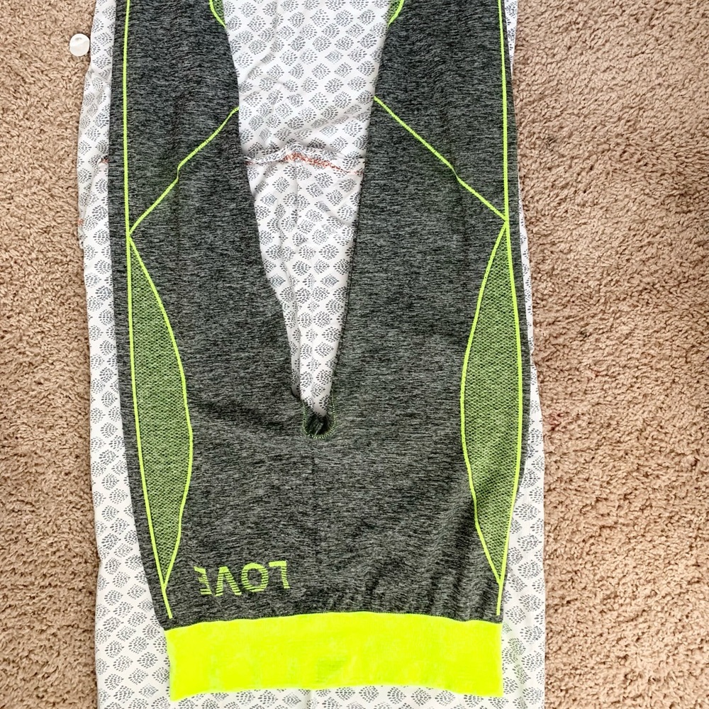 Green and grey fitness bottoms